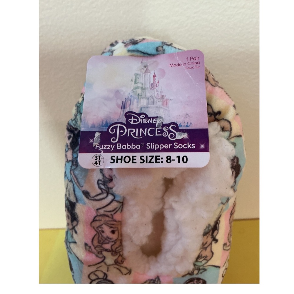 Disney‎ Princess Fuzzy Babba Slipper Socks Shoe Size 8 10 Girls Cozy